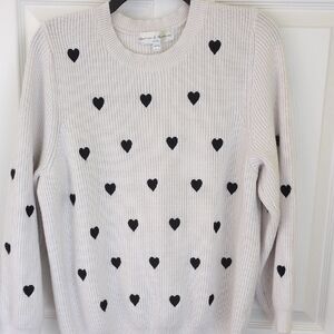 Chelsea & Theodore Cream Sweater with Black Heart Design Sz 2x